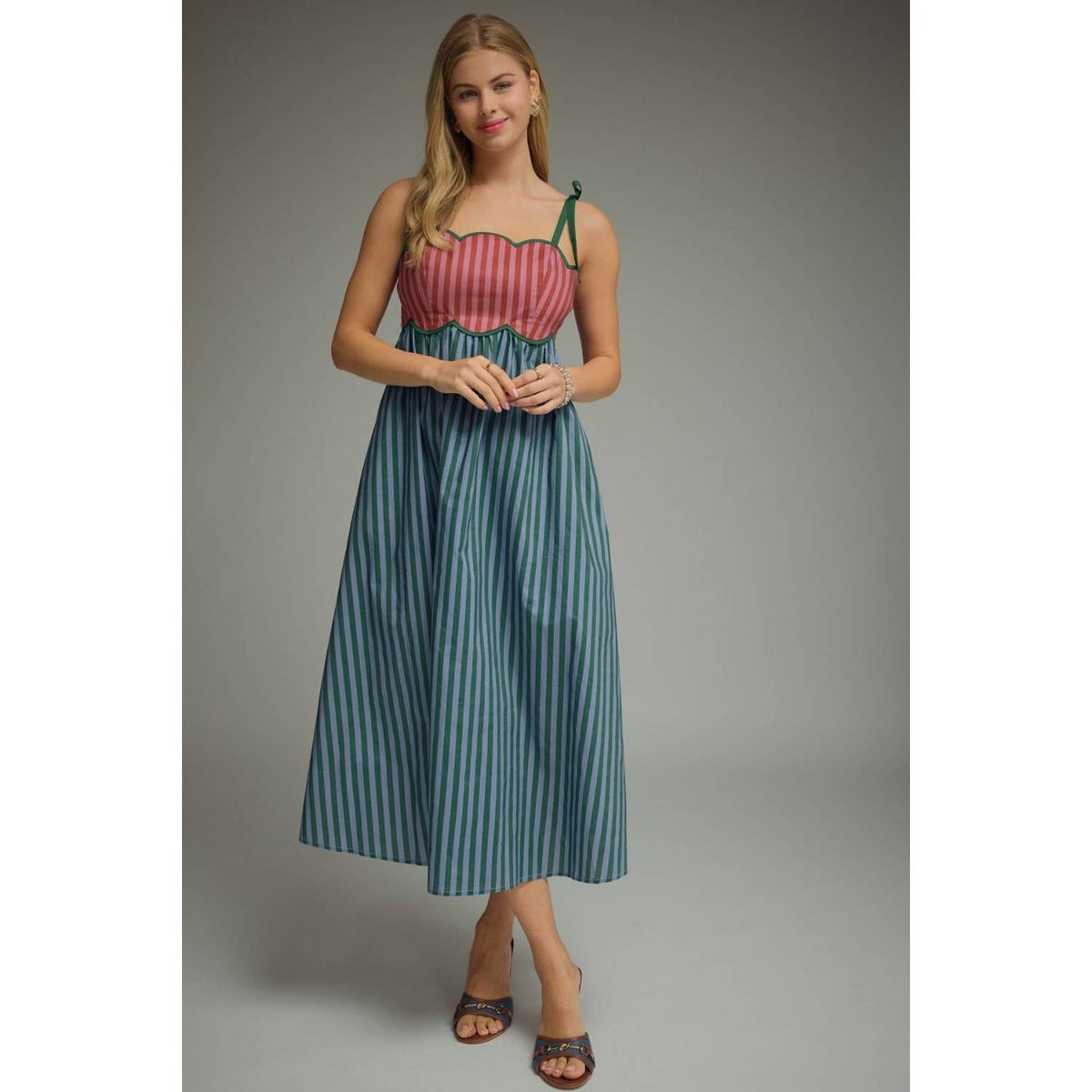 Colorblock Striped midi dress