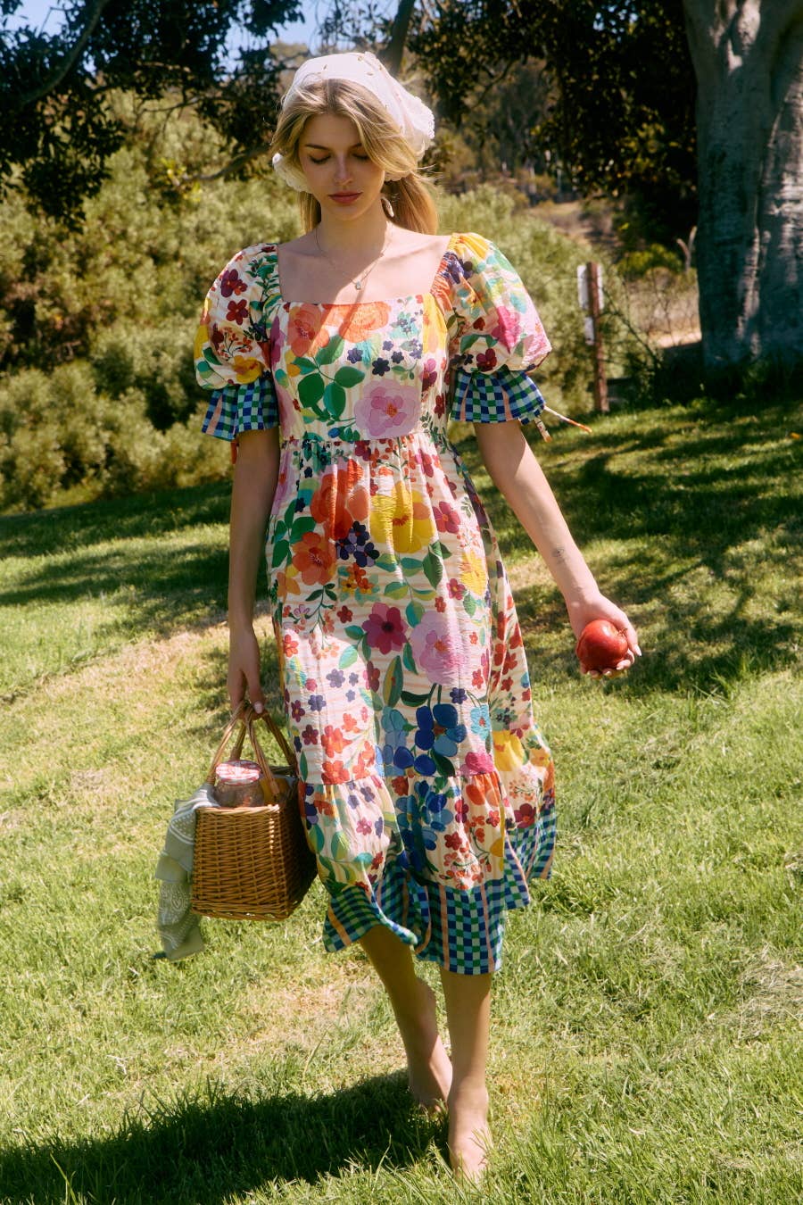 Plus Floral Border Printed Midi Dress PL