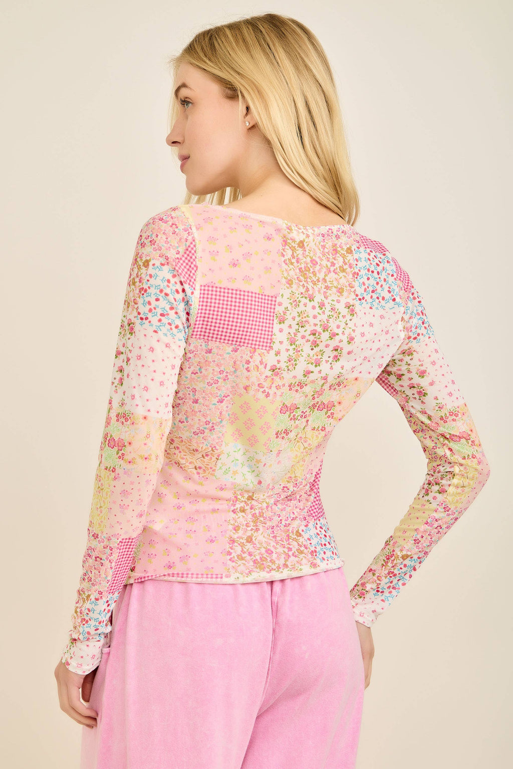 Picnic patchwork mesh top
