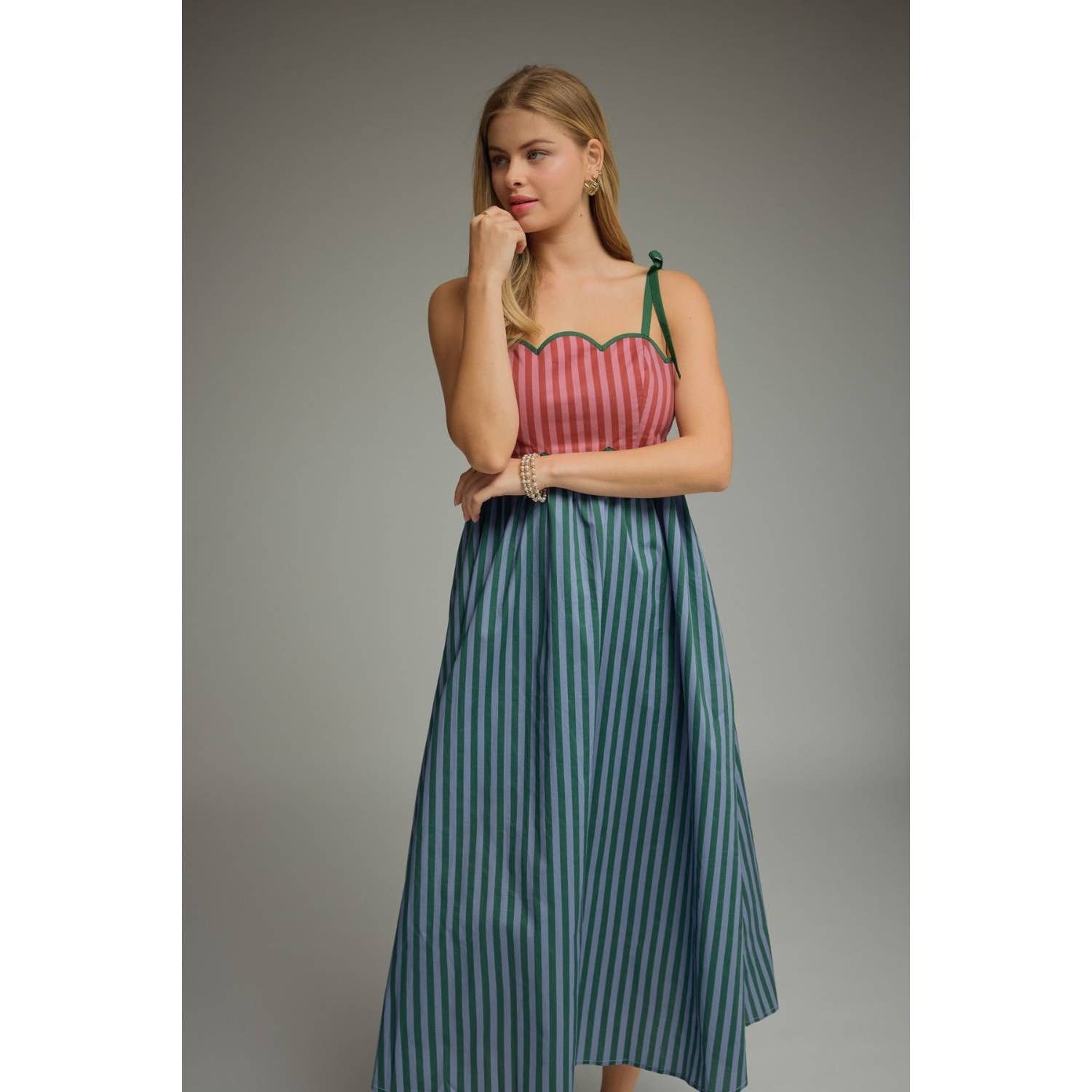 Colorblock Striped midi dress