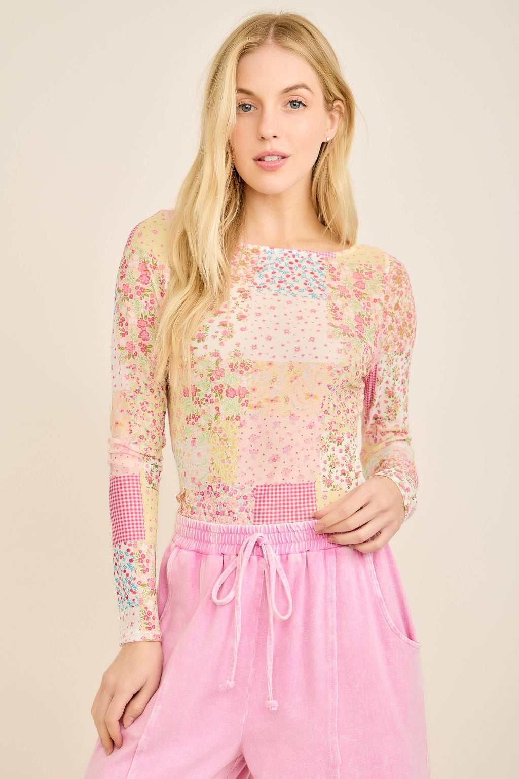 Picnic patchwork mesh top