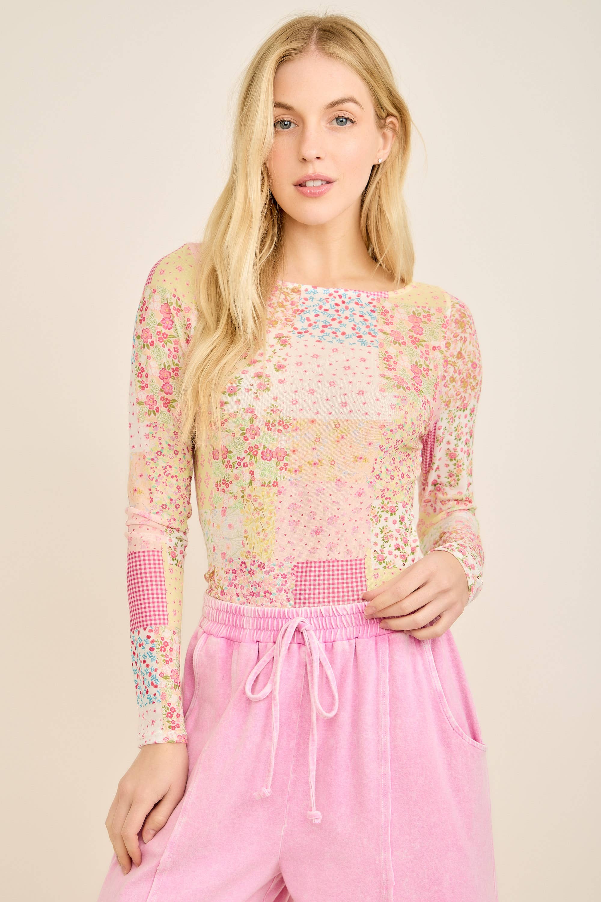 Picnic patchwork mesh top