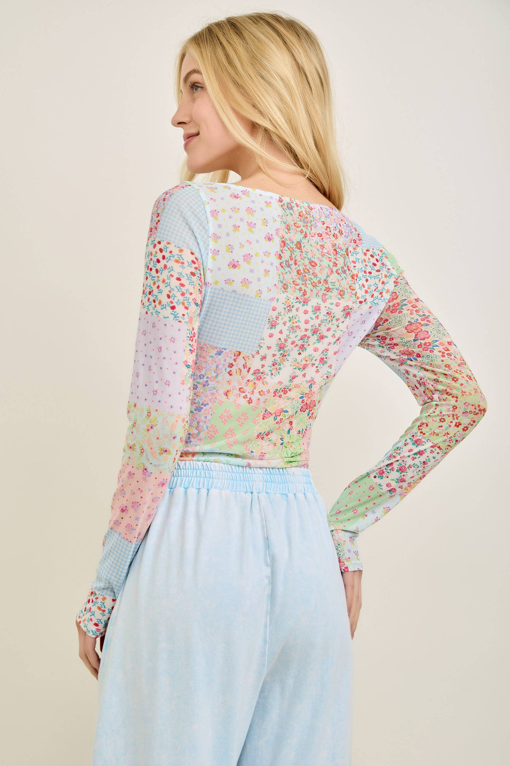 Picnic patchwork mesh top