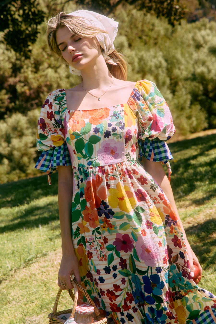 Plus Floral Border Printed Midi Dress PL
