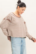 Brown striped open back top