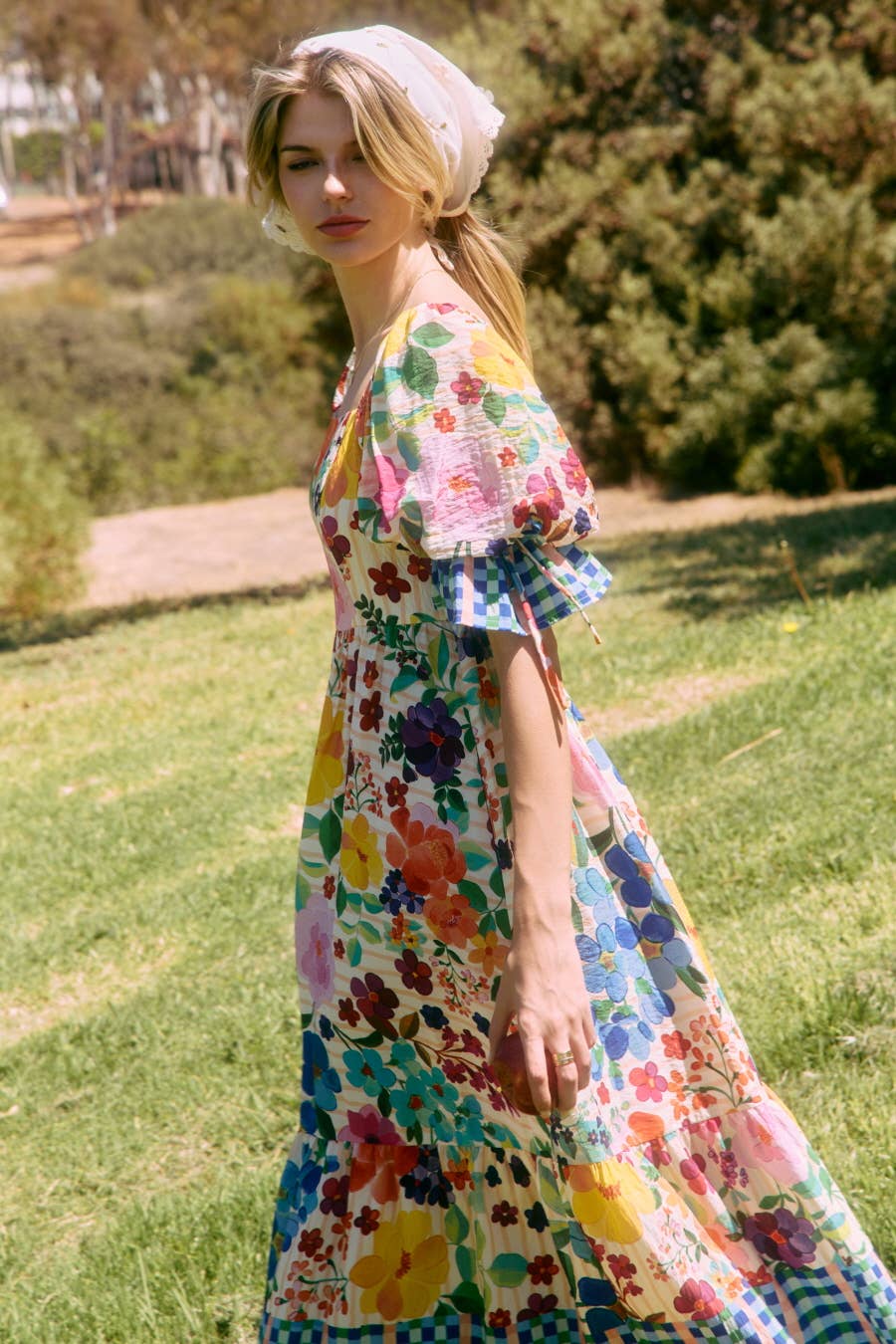 Plus Floral Border Printed Midi Dress PL