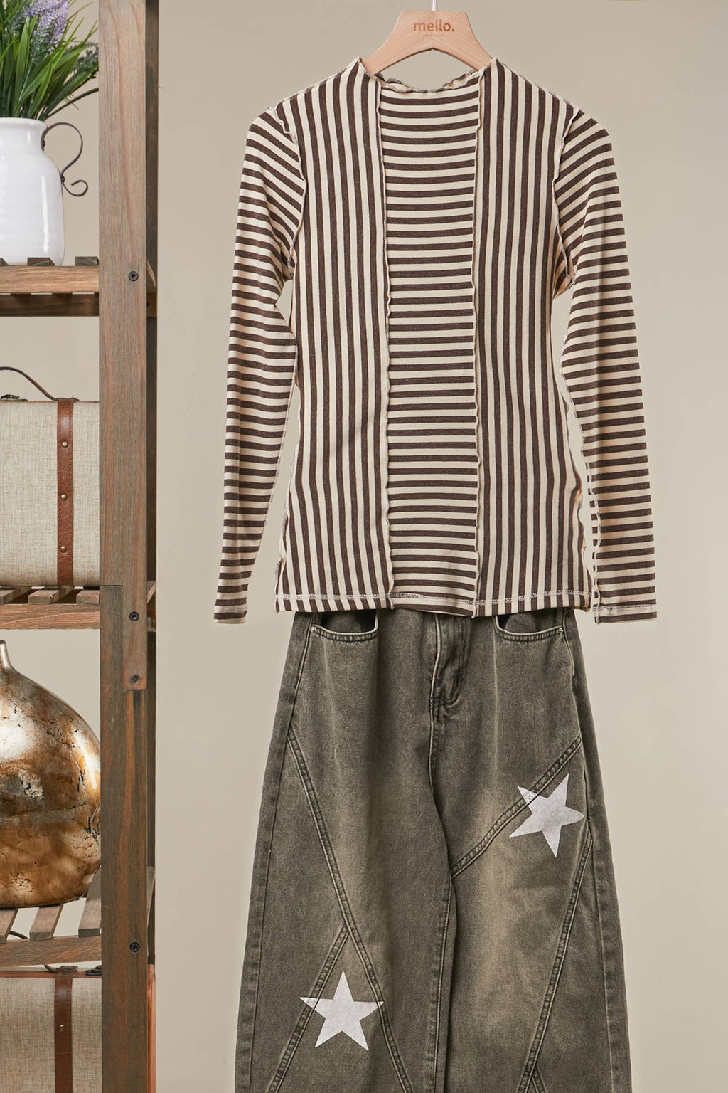 Asymmetrical Stripe Long Sleeve Pullover