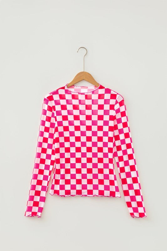 Red and pink checker mesh