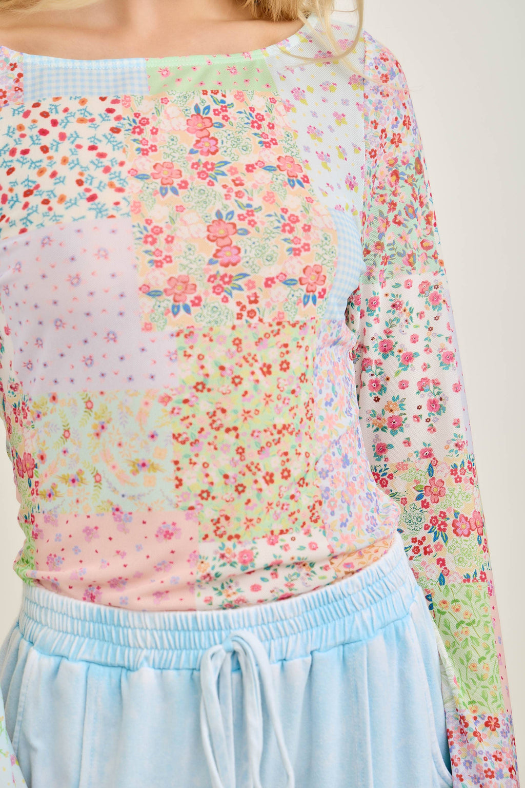 Picnic patchwork mesh top