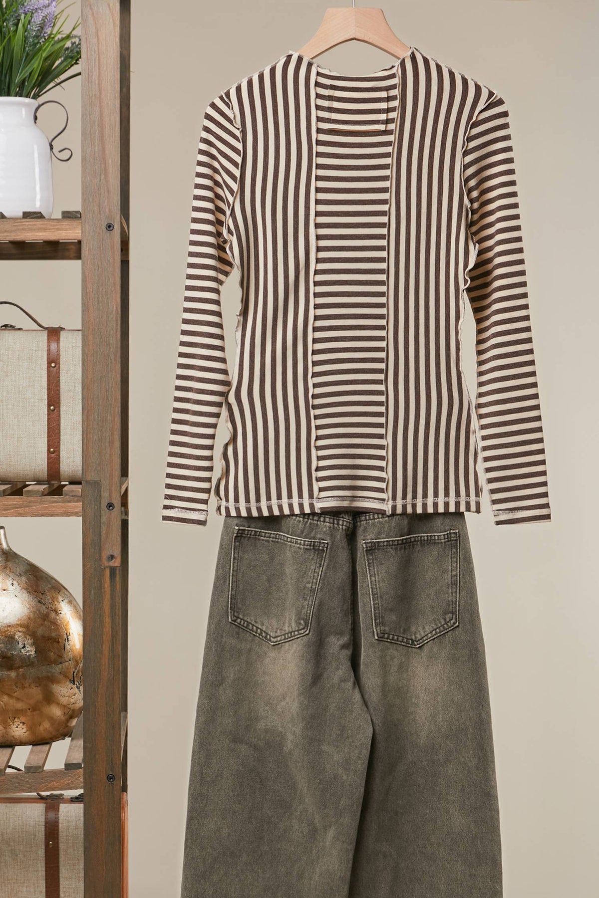 Asymmetrical Stripe Long Sleeve Pullover
