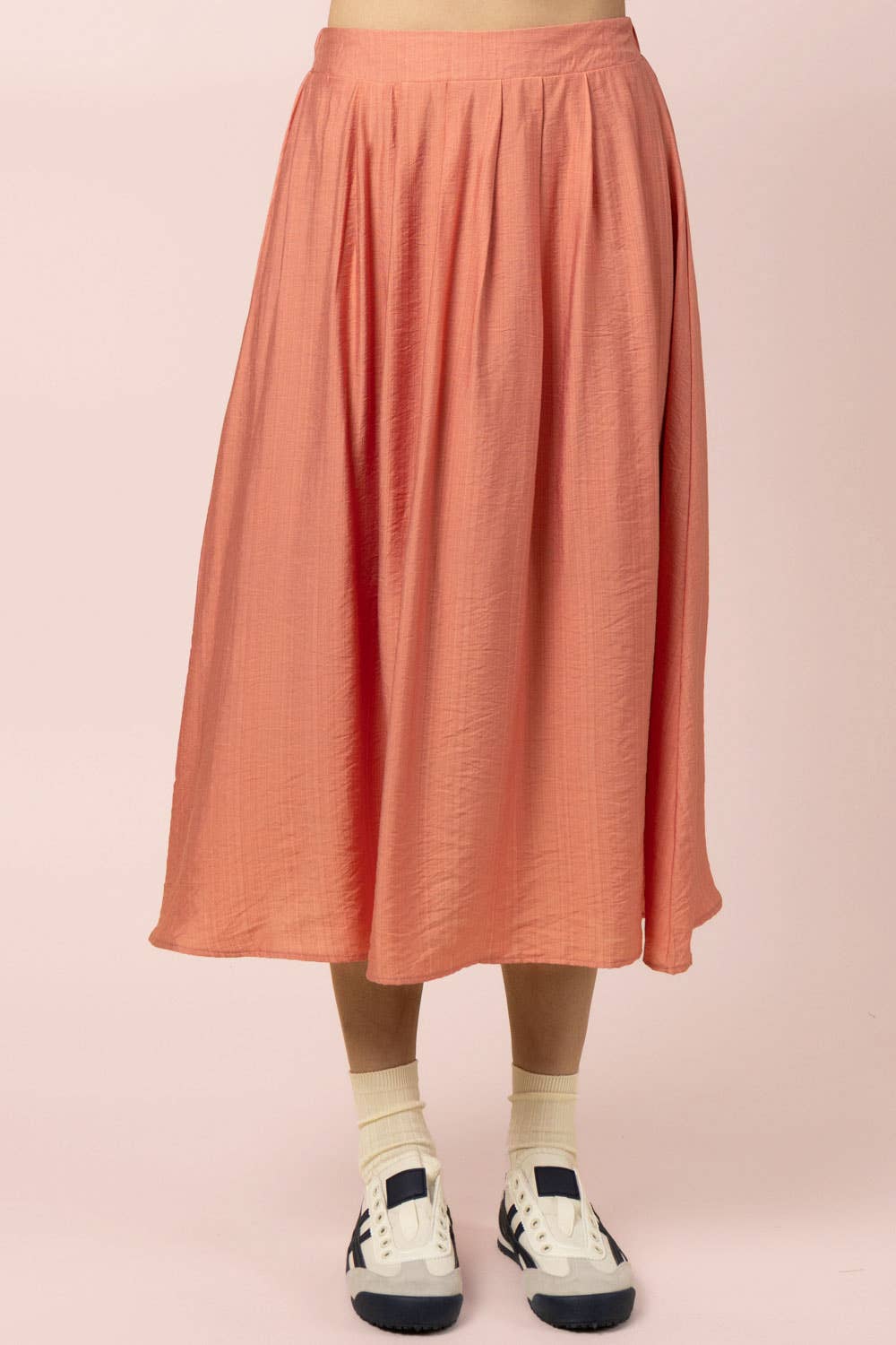 Pleated Bubble Blouse Top & Midi Skirt Set