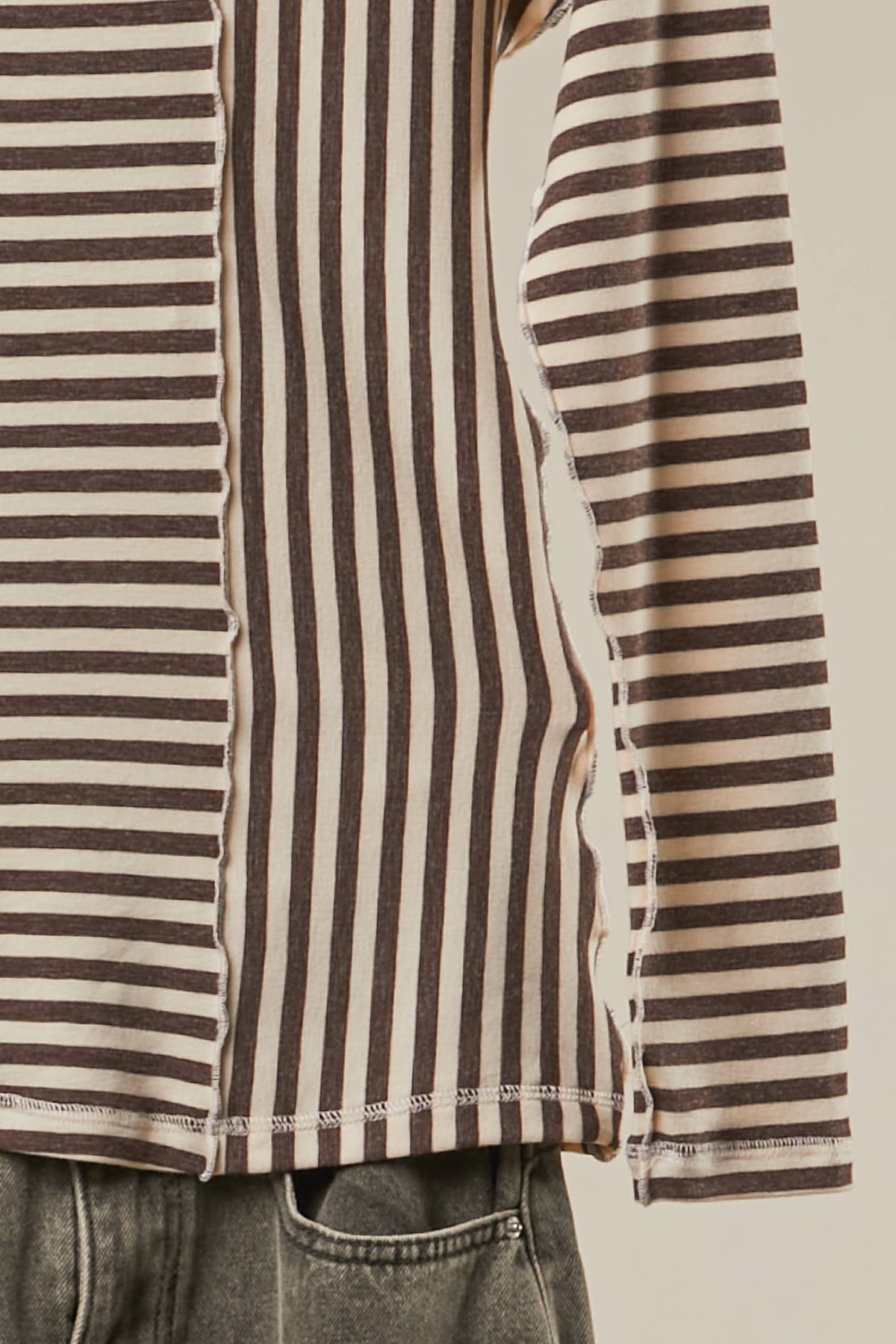 Asymmetrical Stripe Long Sleeve Pullover